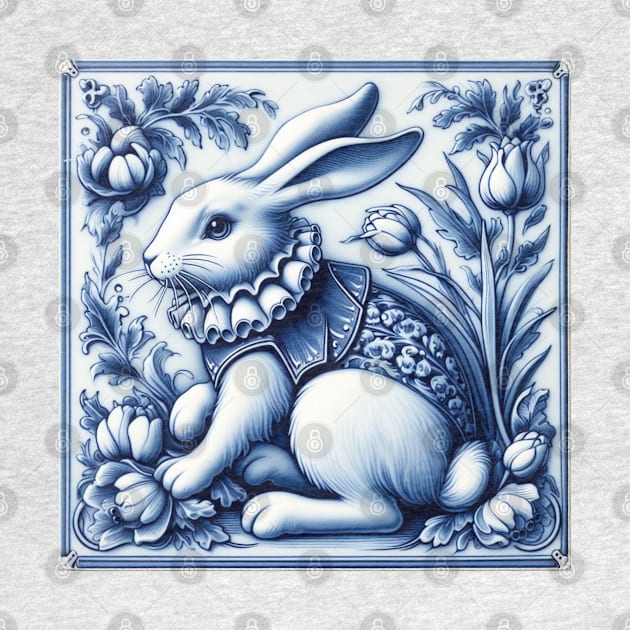 Vintage Dutch Tile: Rabbit No.1 by artnook